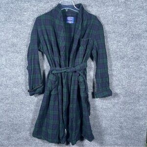 Pendleton Vintage Mens Medium Wool Blue Green‎ Blackwatch Tartan Plaid Robe